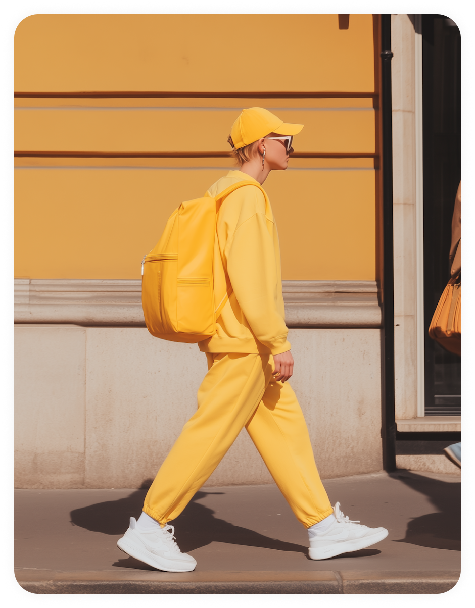 Person in yellow walking